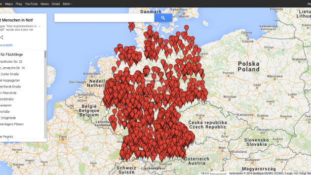 Karte der Flüchtlingsunterkünfte in Deutschland