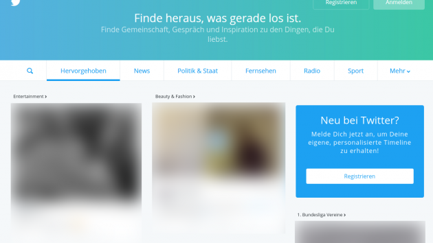 Twitters neue Startseite