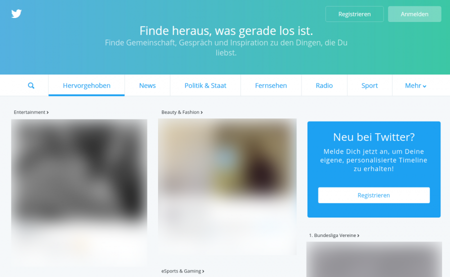 Twitters neue Startseite