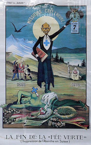 zu 7 - Plakat von Albert Gantner zum Absinth-Verbot in der Schweiz 1910 - public domain