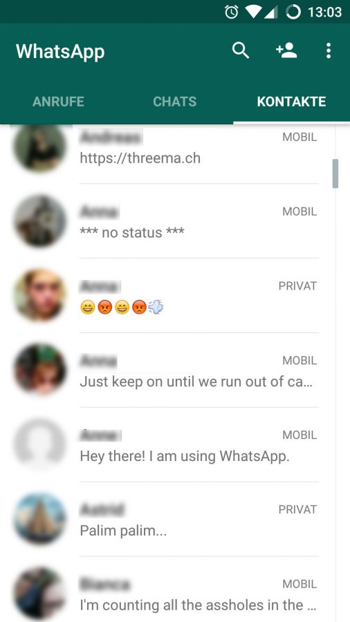 WhatsApp Statusmeldungen