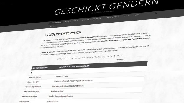 Die Seite geschicktgendern.de – ein Wörterbuch für das Gendern von Worten