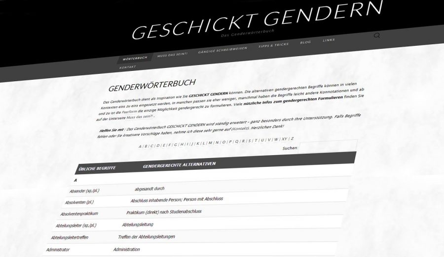 Die Seite geschicktgendern.de – ein Wörterbuch für das Gendern von Worten